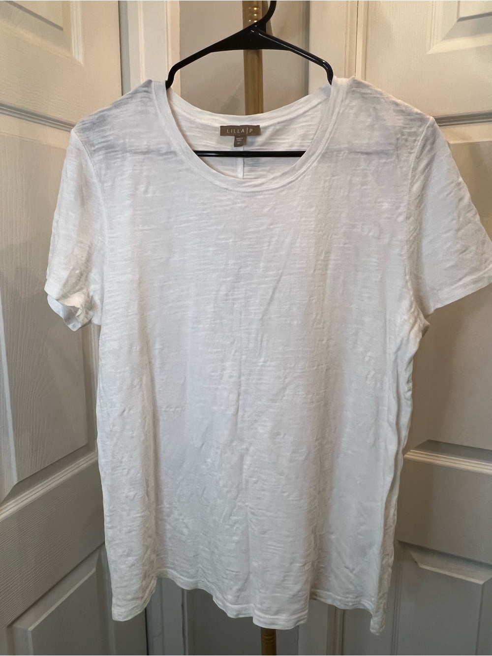 Lilla P Womens White Short-Sleeve Crewneck Tee